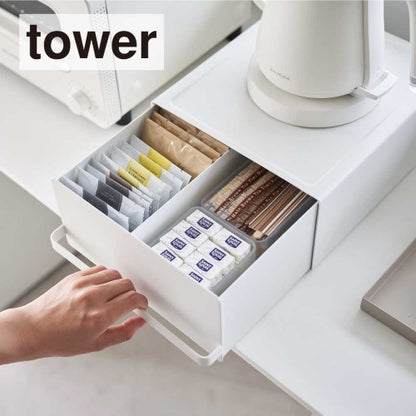 引き出し付き家電下ラック(ホワイト)