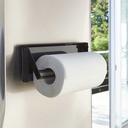 片手でカット マグネットキッチンペーパーホルダー(ブラック)