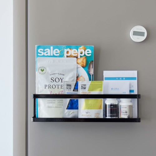 マグネット冷蔵庫横サプリ＆調味料ラック(ブラック)