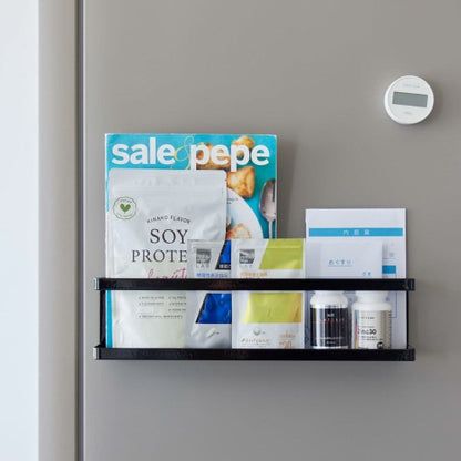 マグネット冷蔵庫横サプリ＆調味料ラック(ブラック)