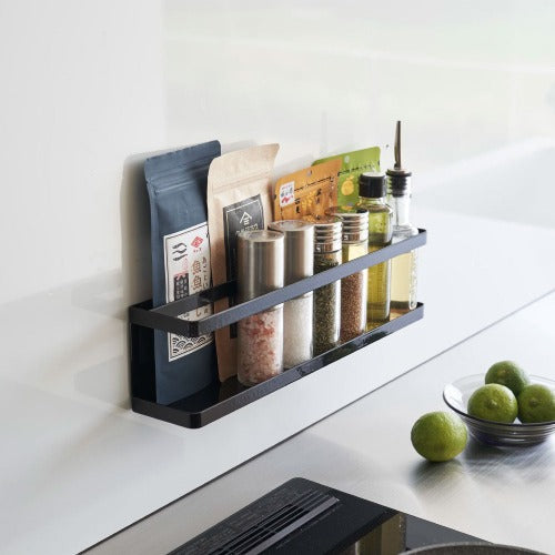 マグネット冷蔵庫横サプリ＆調味料ラック(ブラック)