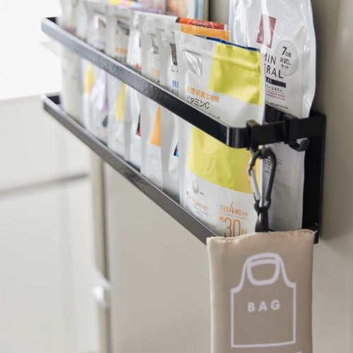 マグネット冷蔵庫横サプリ＆調味料ラック(ブラック)