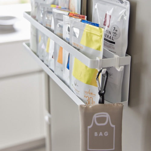 マグネット冷蔵庫横サプリ＆調味料ラック(ホワイト)