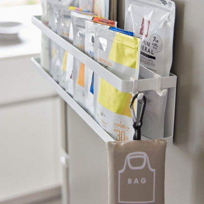 マグネット冷蔵庫横サプリ＆調味料ラック(ホワイト)