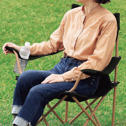 ひじ掛け付きポータブルチェア（ブラック）