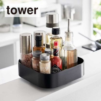 回転式収納ラック スクエア(ブラック)