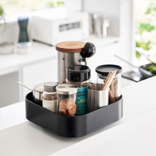 回転式収納ラック スクエア(ブラック)