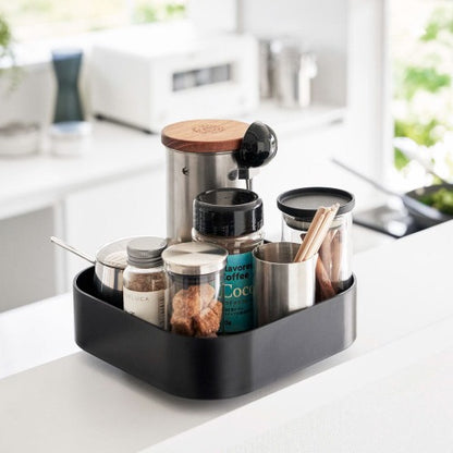 回転式収納ラック スクエア(ブラック)